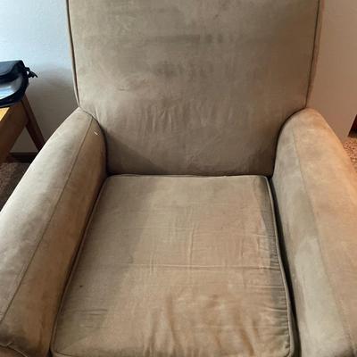 Microfiber tan chair with storage ottoman