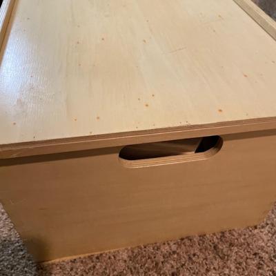 Wood box with wood tracks and train