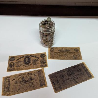 Reproduction Confederate Currency & Vintage Bullets