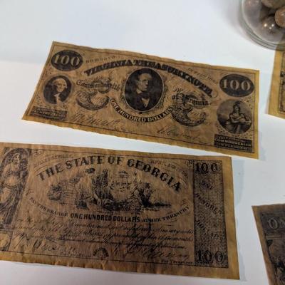 Reproduction Confederate Currency & Vintage Bullets