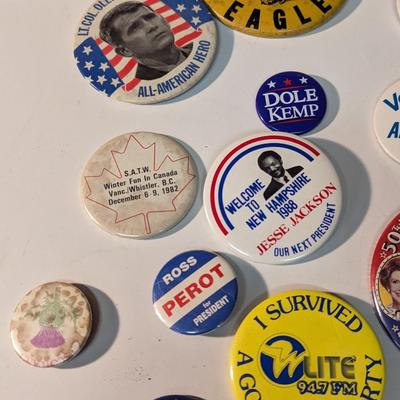 Vintage Political & Advertising Pins Joe Biden George Bush Ollie North
