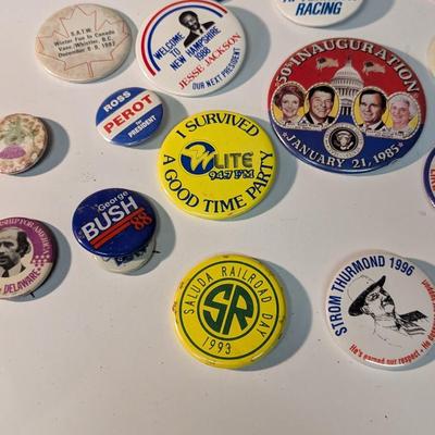 Vintage Political & Advertising Pins Joe Biden George Bush Ollie North