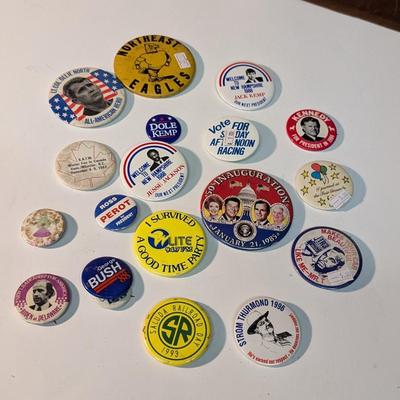 Vintage Political & Advertising Pins Joe Biden George Bush Ollie North