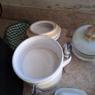 3pc Butter dish, Garlic holder and Canister