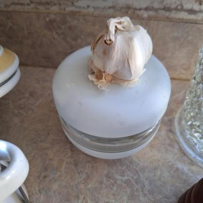 3pc Butter dish, Garlic holder and Canister
