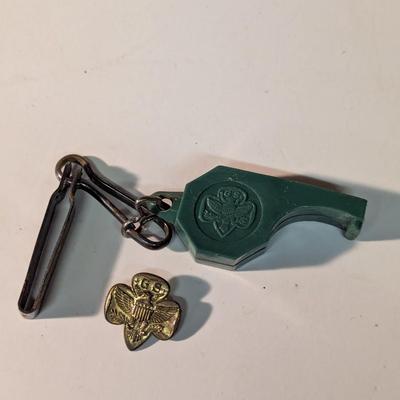 Vintage Girl Scout Whistle & Pin
