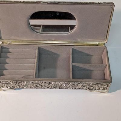 Vintage Godinger Silver Plated Lined Mirror Jewelry Box