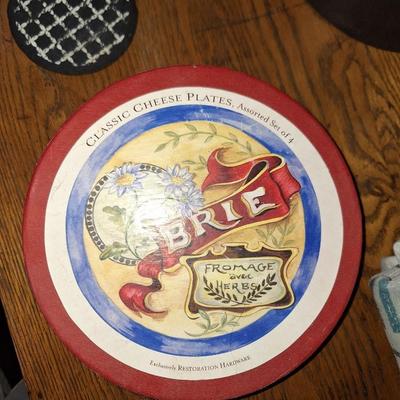 2 red cheese plate sets