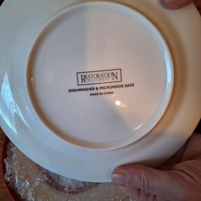 2 red cheese plate sets