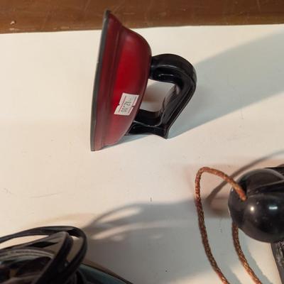 Vintage Miniature Irons & Telephone