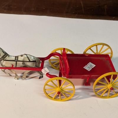 Metal Horse With Plastic Wagon