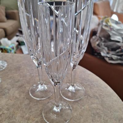 3 Crystal Champagne Glasses