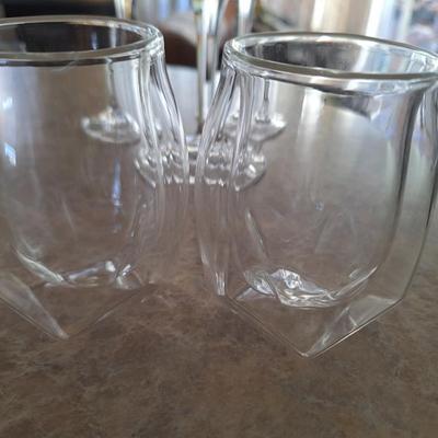 2 thick walled whiskey glasses