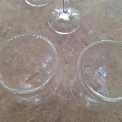 2 thick walled whiskey glasses