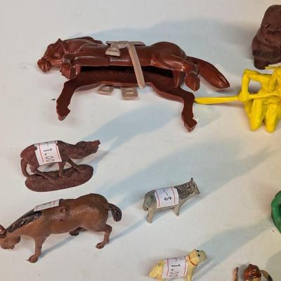 Vintage Plastic Wooden Animals & Figures