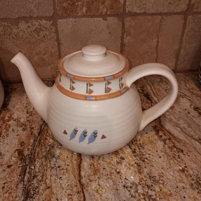 TAOS TREASURE CRAFT CANISTER SET W/EXTRA LIDS AND SPOON REST