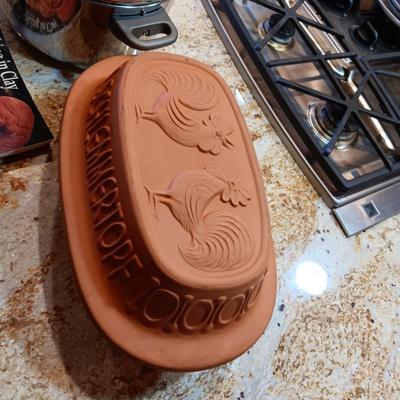 NEW FARBERWARE 6 QT STRAINING STOCKPOT & CLAY ROASTING PAN