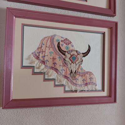 2 SW STYLE HANDCRAFTED NEEDLEPOINT PICTURES
