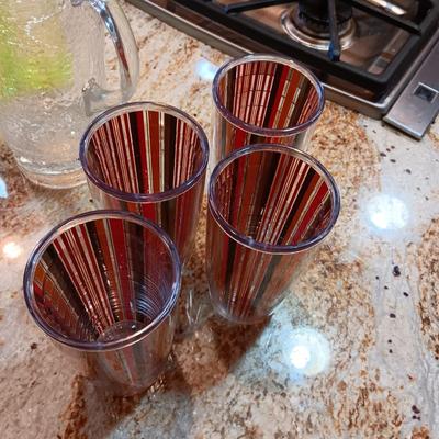 PLASTIC DRINKING TUMBLERS AND PITCHER