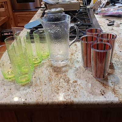PLASTIC DRINKING TUMBLERS AND PITCHER
