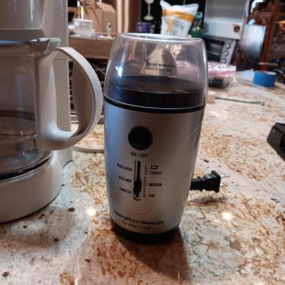 COFFEE MAKER, COFFEE MUGS WITH HORSE HEAD AND COFFEE BEAN GRINDER