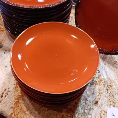 VERY NICE CLAY ART 'WESTERN PLAINS" HAND PAINTED DINNERWARE