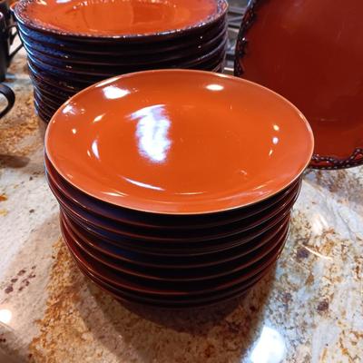 VERY NICE CLAY ART 'WESTERN PLAINS" HAND PAINTED DINNERWARE