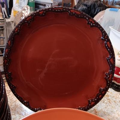 VERY NICE CLAY ART 'WESTERN PLAINS" HAND PAINTED DINNERWARE