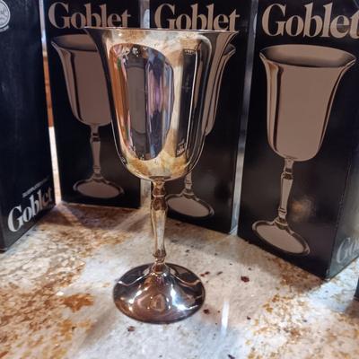 6 LEONARD SILVER PLATED GOBLETS