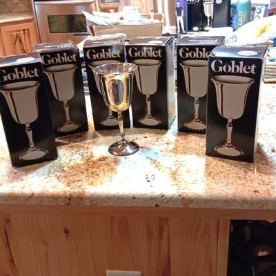 6 LEONARD SILVER PLATED GOBLETS