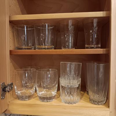 CORELLE DINNERWARE AND DRINKING GLASSES