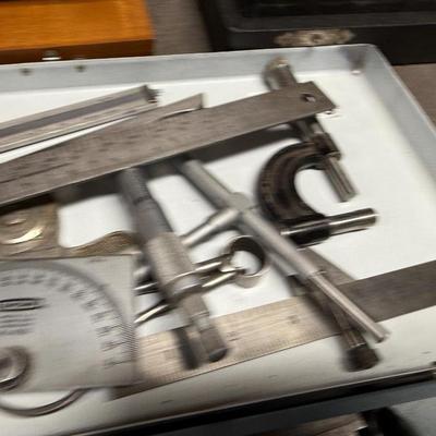 Sale Photo Thumbnail #9: Calipers & dozens of others measuring tools in metal box