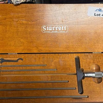 Starrett Wood Box with measuring tools - Made in USA