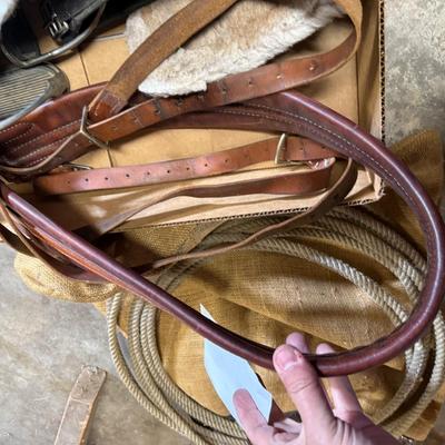 Box of Horse Tack – Girths/Lasso/others