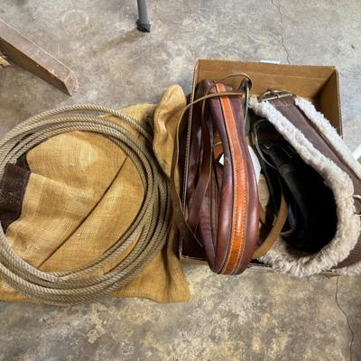 Box of Horse Tack – Girths/Lasso/others