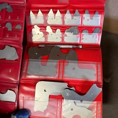 2 Radius Gauge Sets in red vinyl cases