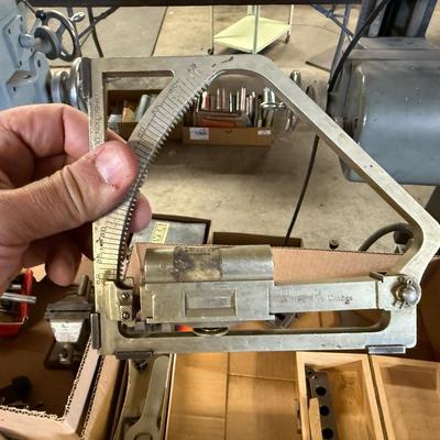 Box of misc. metal measuring tools