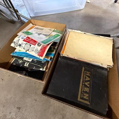 2 Boxes of vintage machine ads/manuals & others