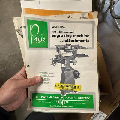 2 Boxes of vintage machine ads/manuals & others