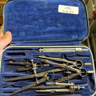 Lot of mechanical drawing compasses by Lietz & others