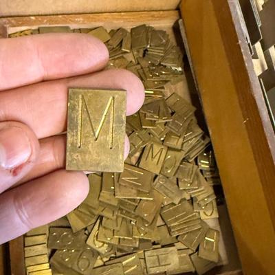 2 Boxes of Brass Plate Letters/Templates – in various sizes