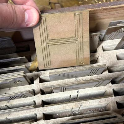 2 Boxes of Brass Plate Letters/Templates – in various sizes