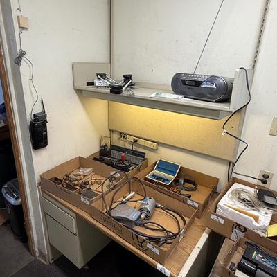 2 Drawer Metal Desk with Above lighted Shelf/hutch