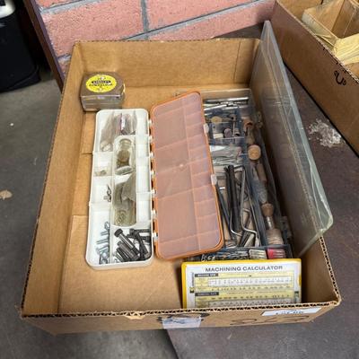 Box lot of misc. Dremmel Tools/misc. Screws/Tape Measure