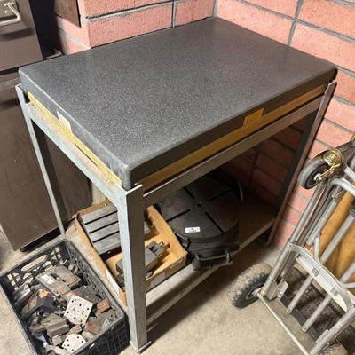 Mojave Black Granite Precision Surface Inspection Plate on Steel Frame with Cover