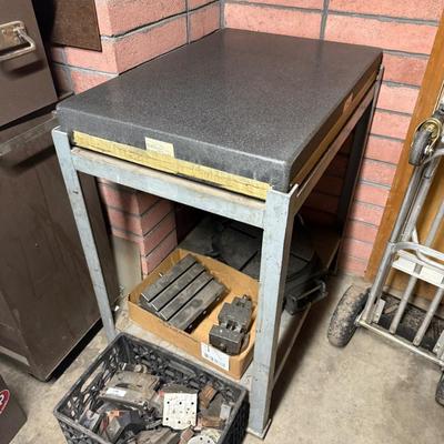 Mojave Black Granite Precision Surface Inspection Plate on Steel Frame with Cover