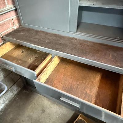 2 piece gray Solid Wood Storage Cabinet