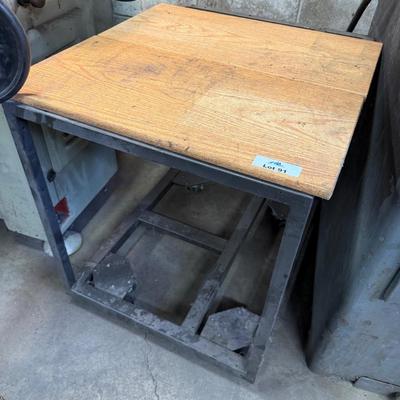 Small Metal rolling table with wood top