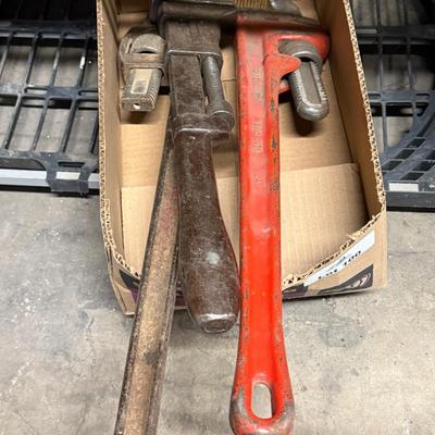 3 large metal pipe wrenches