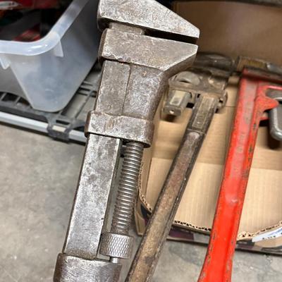 3 large metal pipe wrenches